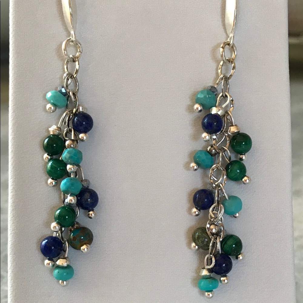 SOLD Turquoise, Malachite & Lapis Earrings